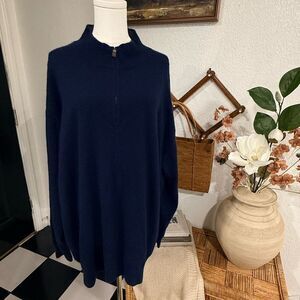 Westport black big and tall Navy Blue Half-Zip Sweater